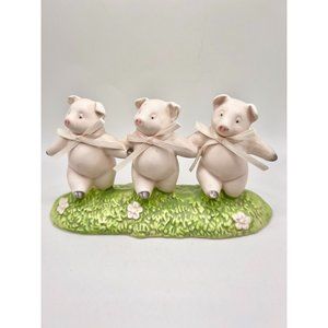 Vintage 1987 Department 56 Three Little Pigs Dancing Figurine Ceramic